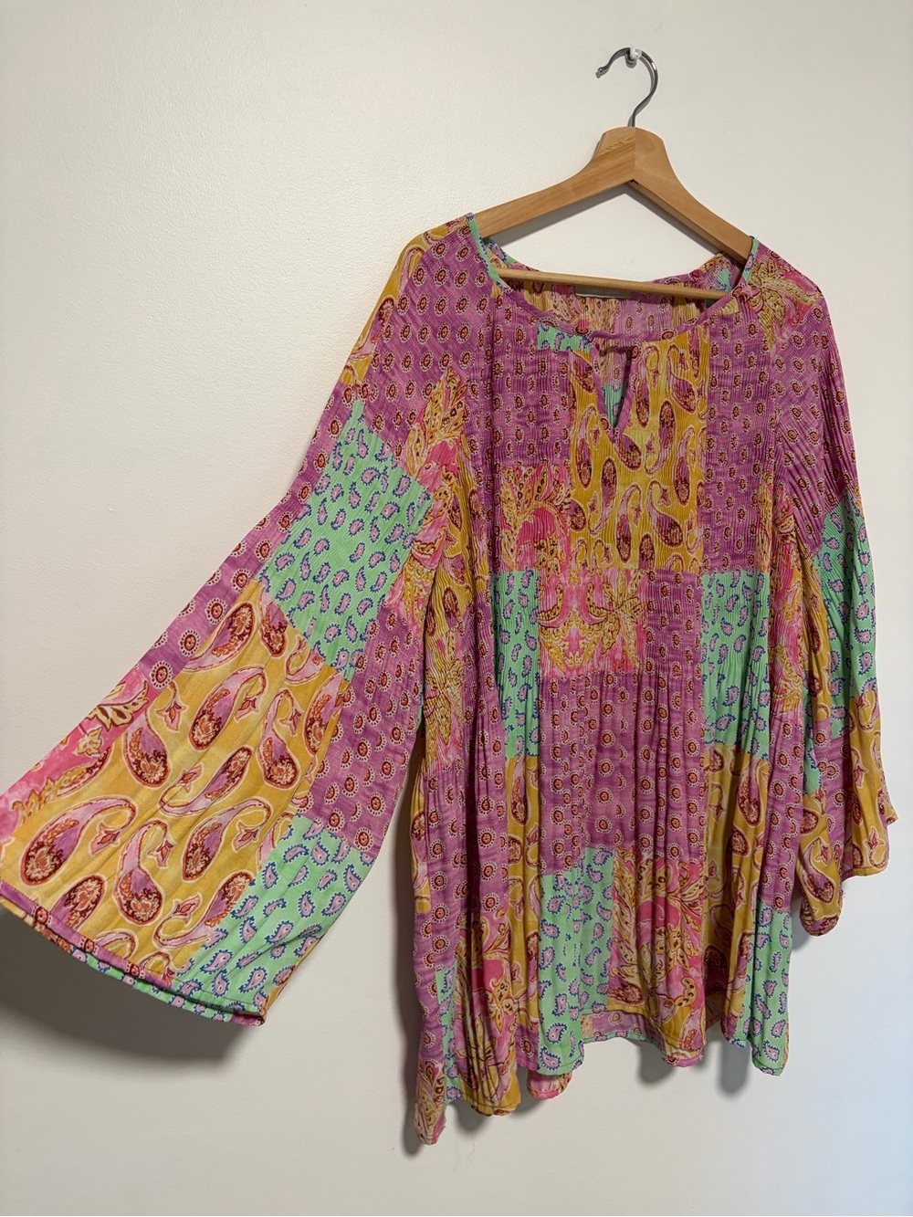 Sunny Leigh Multicolor Paisley Patchwork Blouse Top